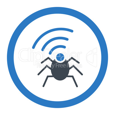 Radio spy bug flat smooth blue colors rounded vector icon