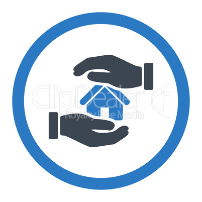 Realty insurance flat smooth blue colors rounded vector icon