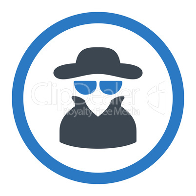 Spy flat smooth blue colors rounded vector icon