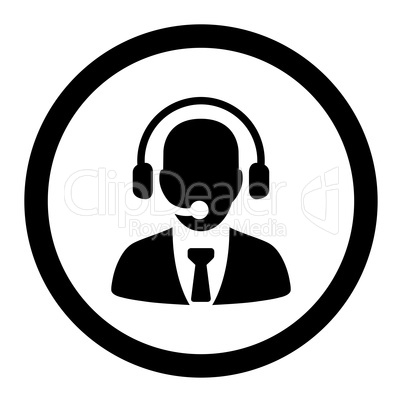Call center flat black color rounded vector icon