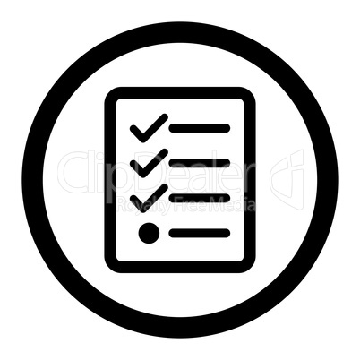 Checklist flat black color rounded vector icon