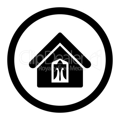 Home flat black color rounded vector icon