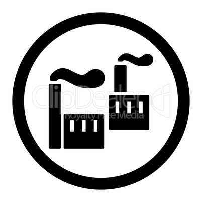 Industry flat black color rounded vector icon