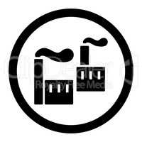 Industry flat black color rounded vector icon