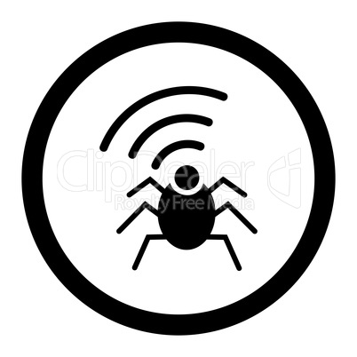 Radio spy bug flat black color rounded vector icon