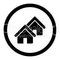 Realty flat black color rounded vector icon