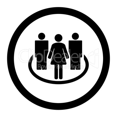Society flat black color rounded vector icon