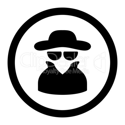 Spy flat black color rounded vector icon