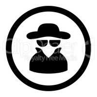 Spy flat black color rounded vector icon