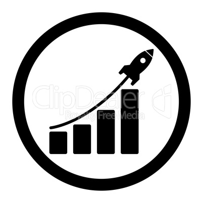 Startup sales flat black color rounded vector icon