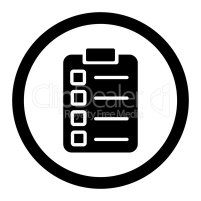 Test task flat black color rounded vector icon