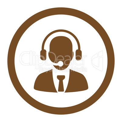 Call center flat brown color rounded vector icon