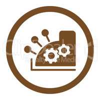 Cash register flat brown color rounded vector icon