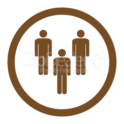Community flat brown color rounded vector icon