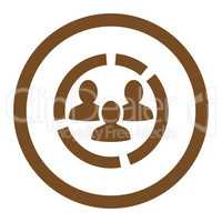 Demography diagram flat brown color rounded vector icon