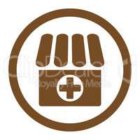 Drugstore flat brown color rounded vector icon