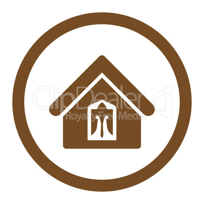 Home flat brown color rounded vector icon