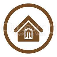 Home flat brown color rounded vector icon