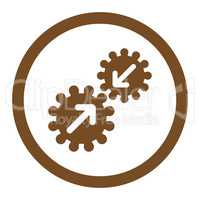 Integration flat brown color rounded vector icon