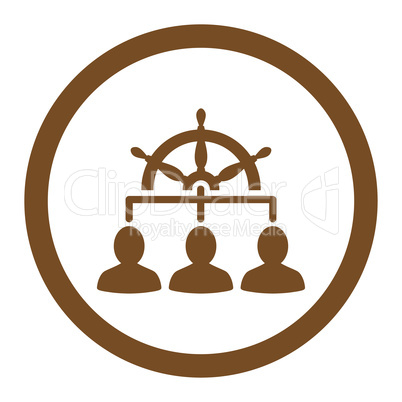 Management flat brown color rounded vector icon