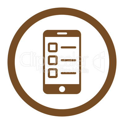 Mobile test flat brown color rounded vector icon