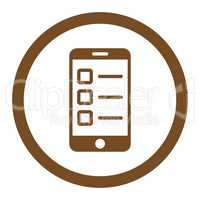 Mobile test flat brown color rounded vector icon