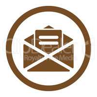 Open mail flat brown color rounded vector icon