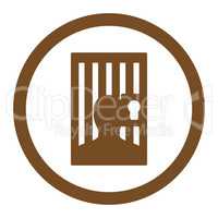 Prison flat brown color rounded vector icon
