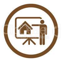 Realtor flat brown color rounded vector icon