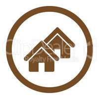 Realty flat brown color rounded vector icon