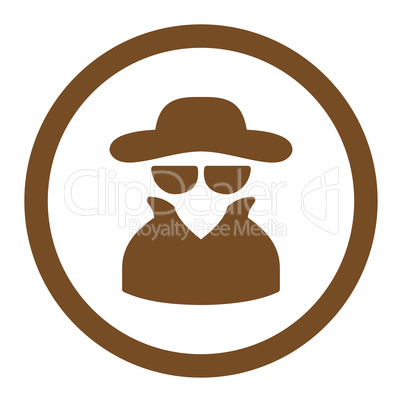 Spy flat brown color rounded vector icon