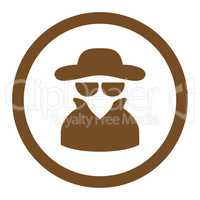 Spy flat brown color rounded vector icon