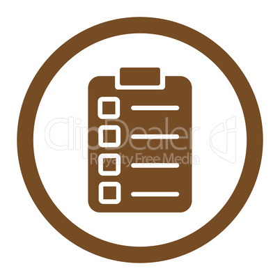 Test task flat brown color rounded vector icon