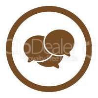 Webinar flat brown color rounded vector icon