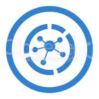 Connections diagram flat cobalt color rounded vector icon