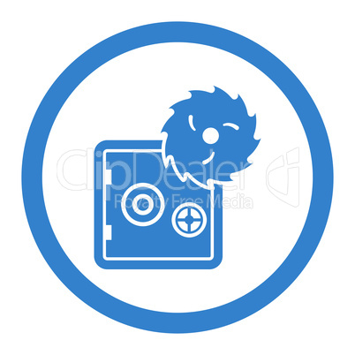 Hacking theft flat cobalt color rounded vector icon