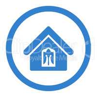 Home flat cobalt color rounded vector icon