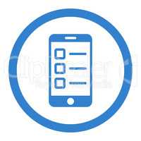 Mobile test flat cobalt color rounded vector icon