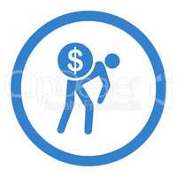 Money courier flat cobalt color rounded vector icon