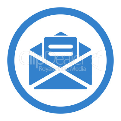 Open mail flat cobalt color rounded vector icon