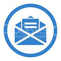 Open mail flat cobalt color rounded vector icon