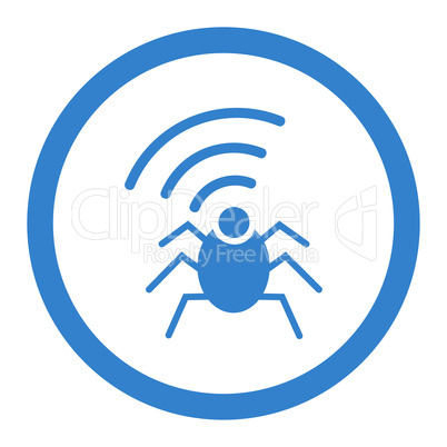 Radio spy bug flat cobalt color rounded vector icon