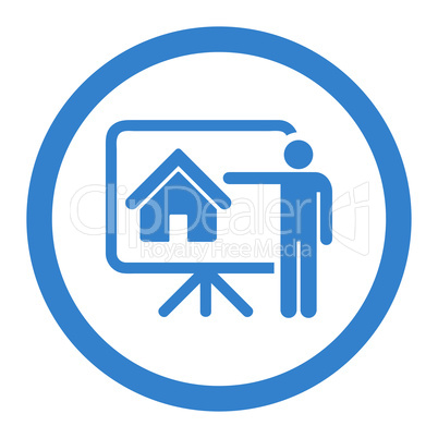 Realtor flat cobalt color rounded vector icon