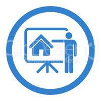 Realtor flat cobalt color rounded vector icon