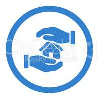 Realty insurance flat cobalt color rounded vector icon