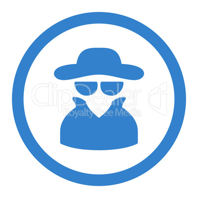 Spy flat cobalt color rounded vector icon Spy flat cobalt color rounded vector icon