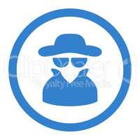 Spy flat cobalt color rounded vector icon