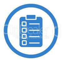 Test task flat cobalt color rounded vector icon
