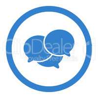 Webinar flat cobalt color rounded vector icon