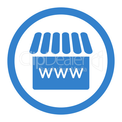 Webstore flat cobalt color rounded vector icon